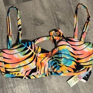 Tropical Multicolor Bikini Top - Vibrant Watercolor Print